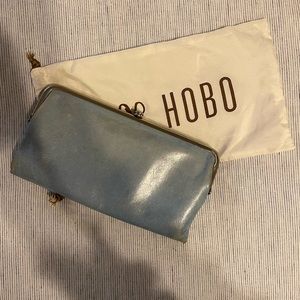 GENTLY WORN BLUE LEATHER HOBO WALLET